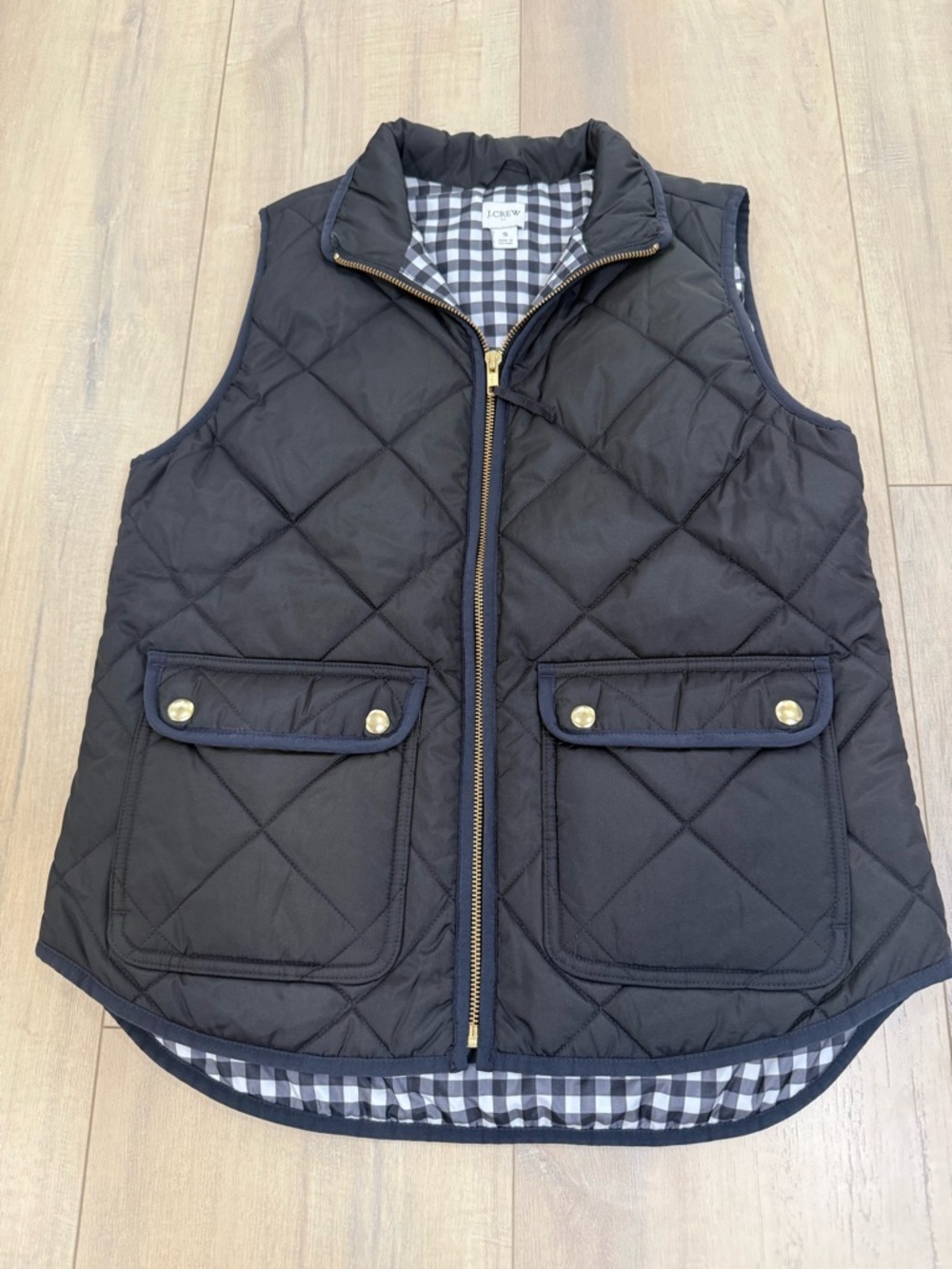 J. Crew Black and White Gingham-Lined Jacket